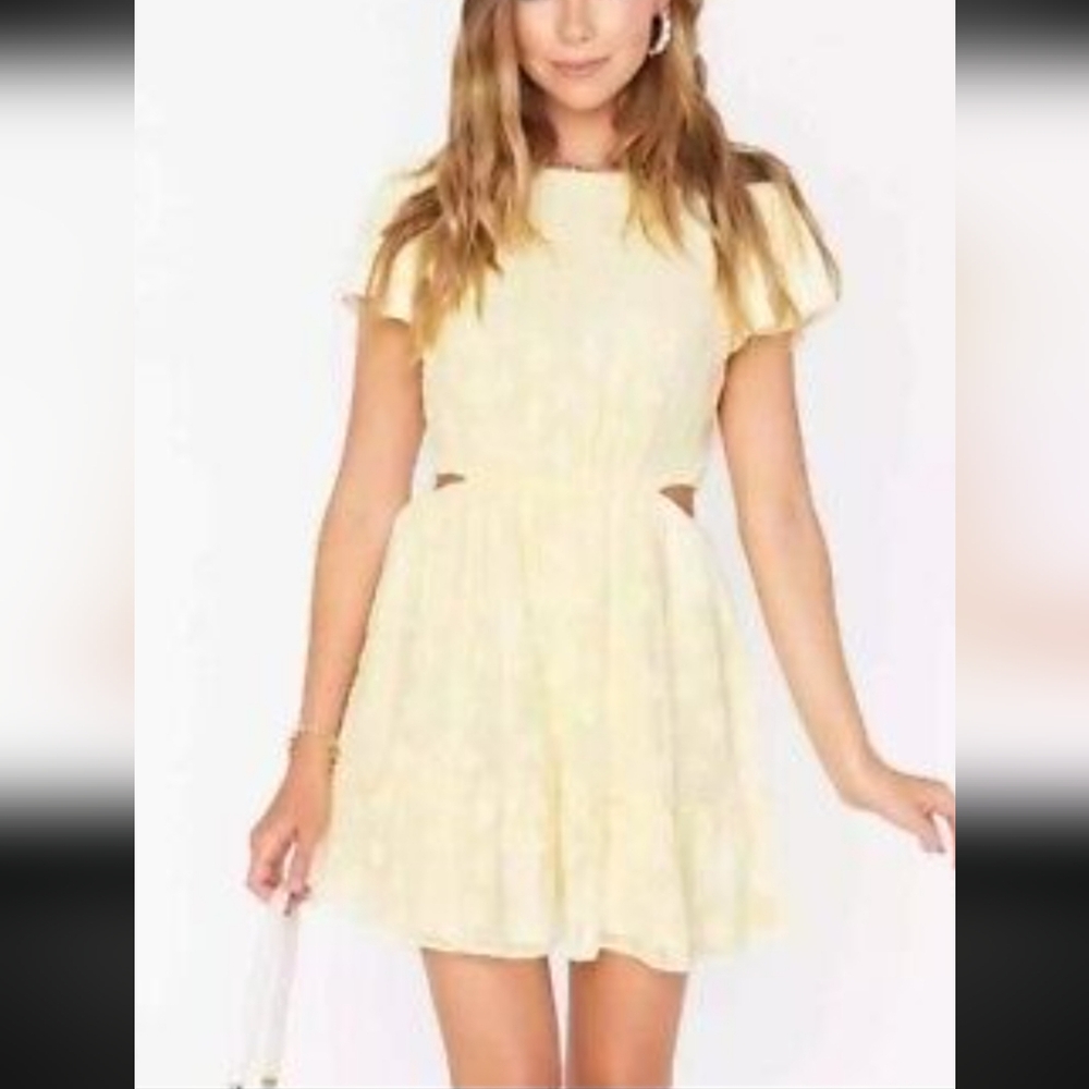 Show Me Your MuMu Merritt Pastel Yellow Daisy Mini Dress-NWT - Picture 2 of 13